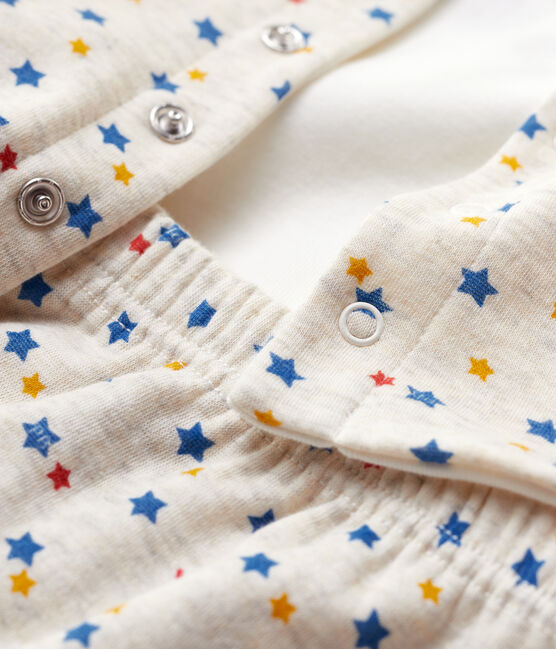 Conjunto de 3 prendas con estampado de estrellas multicolores de bebé niña de lana y algodón orgánico beige MONTELIMAR/blanco MULTICO